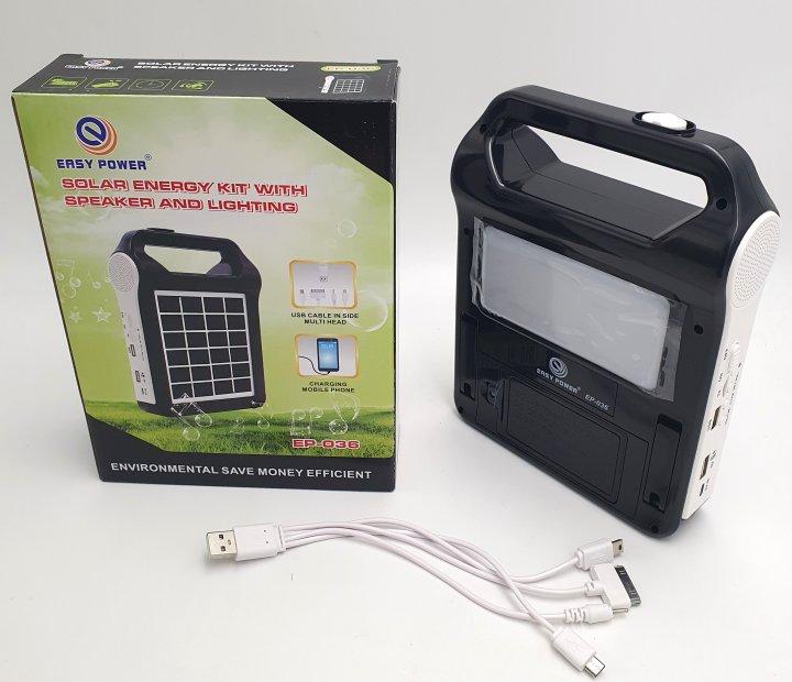Кемпинговый фонарь на солнечной батарее EASY POWER EP-036 Bluetooth/MP3/FM/TF/USB/Power Bank