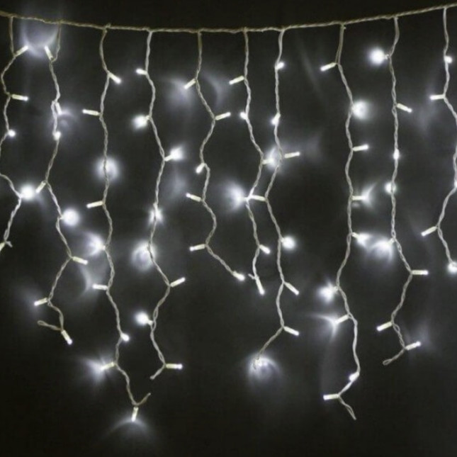 Гирлянда бахрома, прозрачный шнур, 3*0.5 м, 120 LED с переходником внутренняя