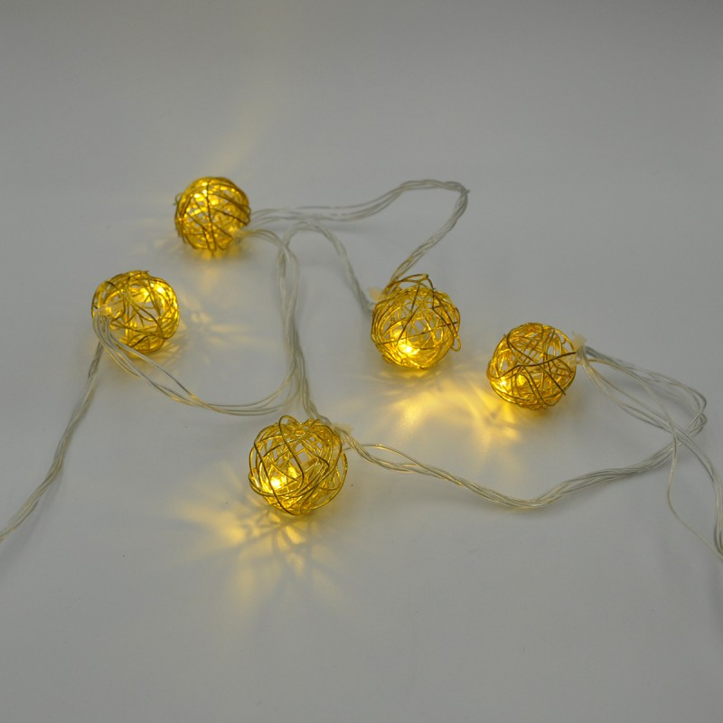 Гирлянда-нить (String-Lights) Metal Ball 10WW-1 внутренняя, пер.:прозрачный, 2м (Белый-теплый)