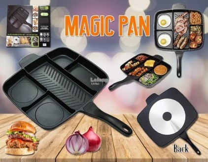 Сковорода гриль Magic Pan черная, инновационная с антипригарным покрытием на 5 секций.