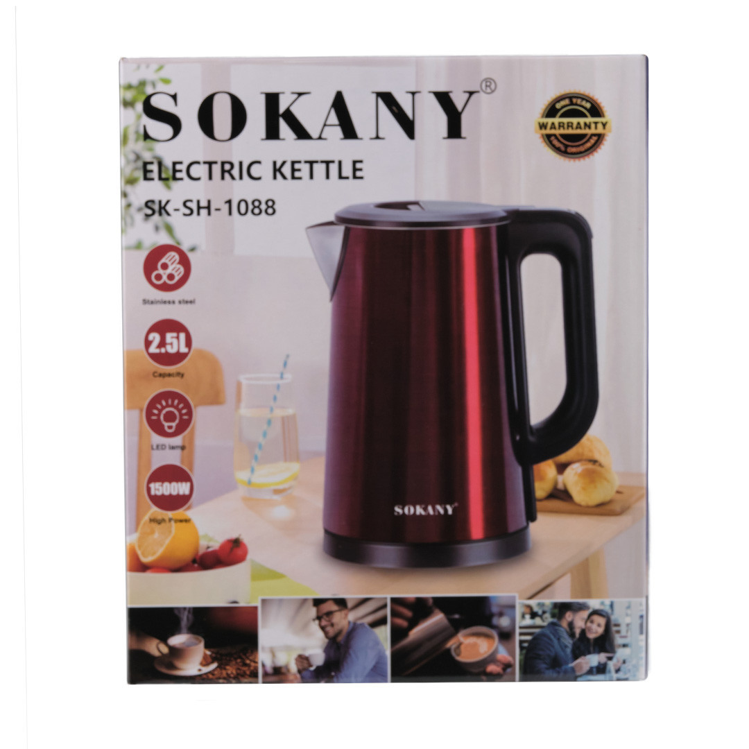 Электрочайник из нержавейки на 2,5 л 1500 Вт Sokany SK-SH-1088 Черный