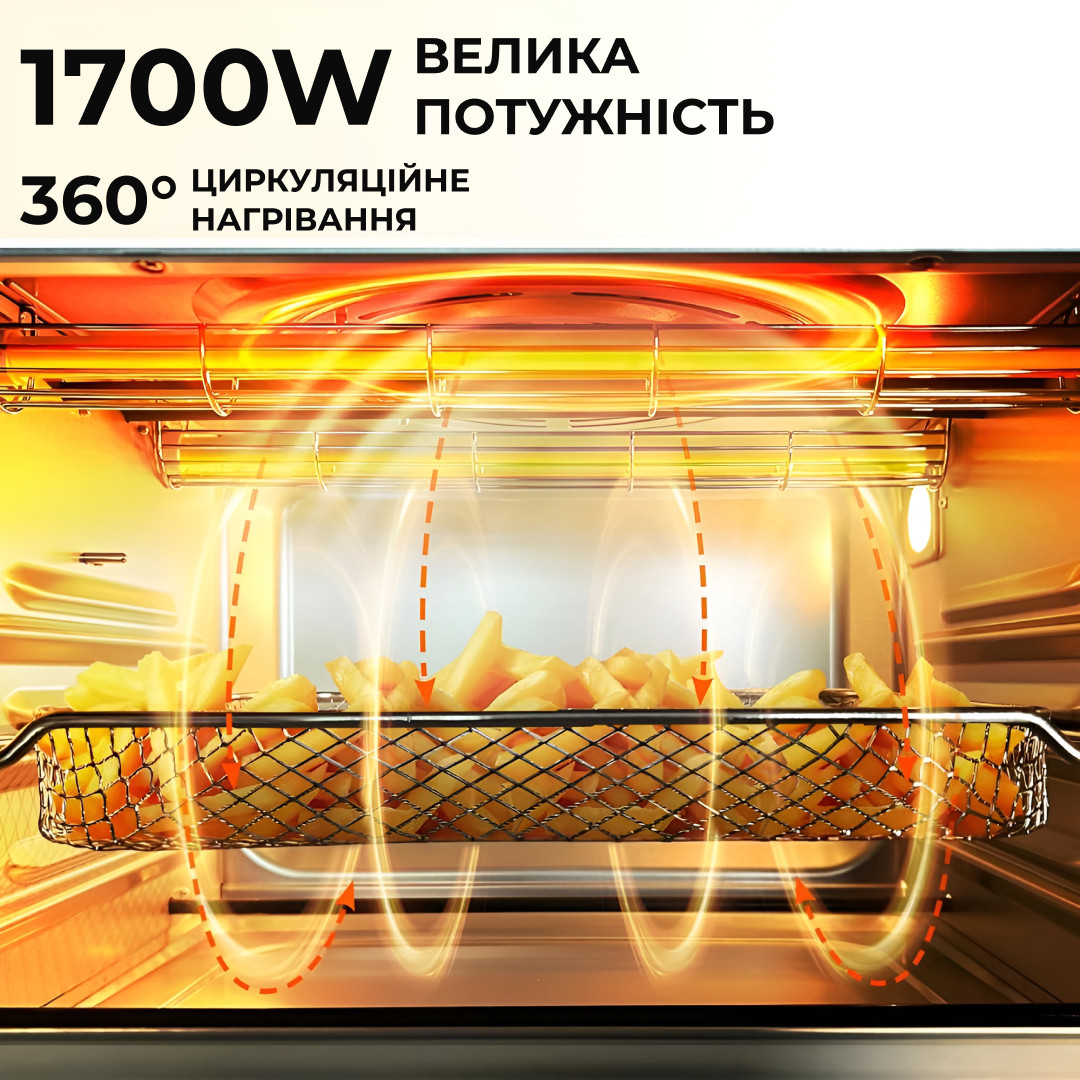 Духовка электрическая настольная 1700 Вт 50 л электропечь для дома с таймером SK-10011