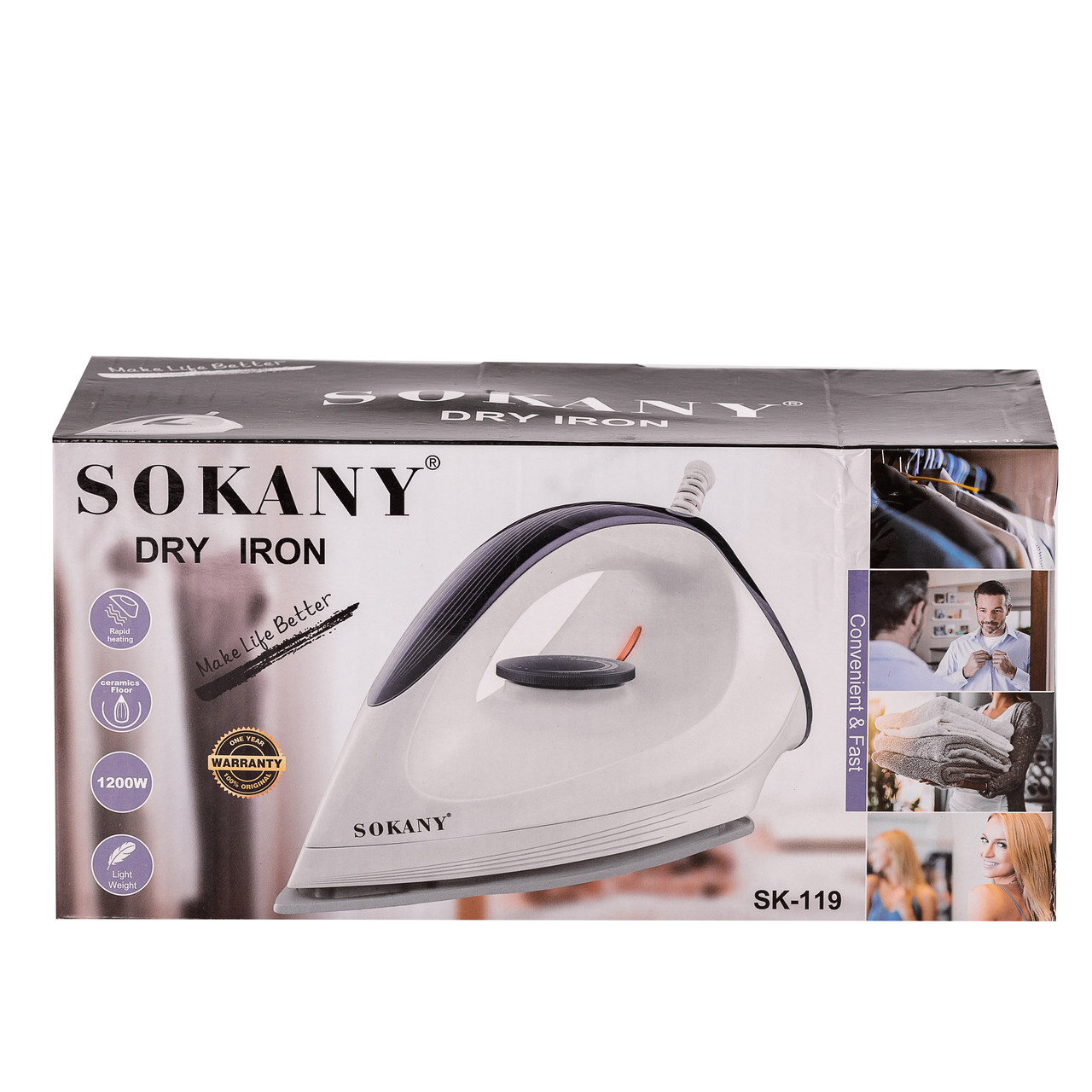 Утюг ручной с антипригарным покрытием 1200 Вт с керамической подошвой SOKANY SK-119