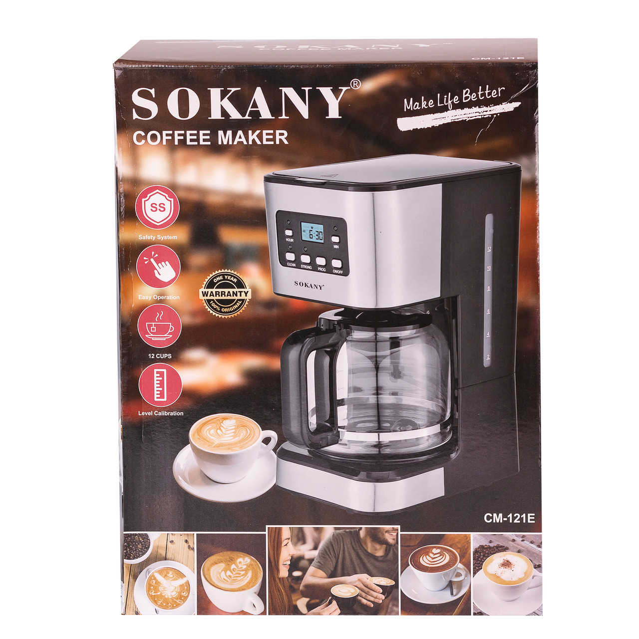 Кофеварка капельная электрическая с автоподогревом 950 Вт 1.5 л 12 чашек Sokany CM-121E