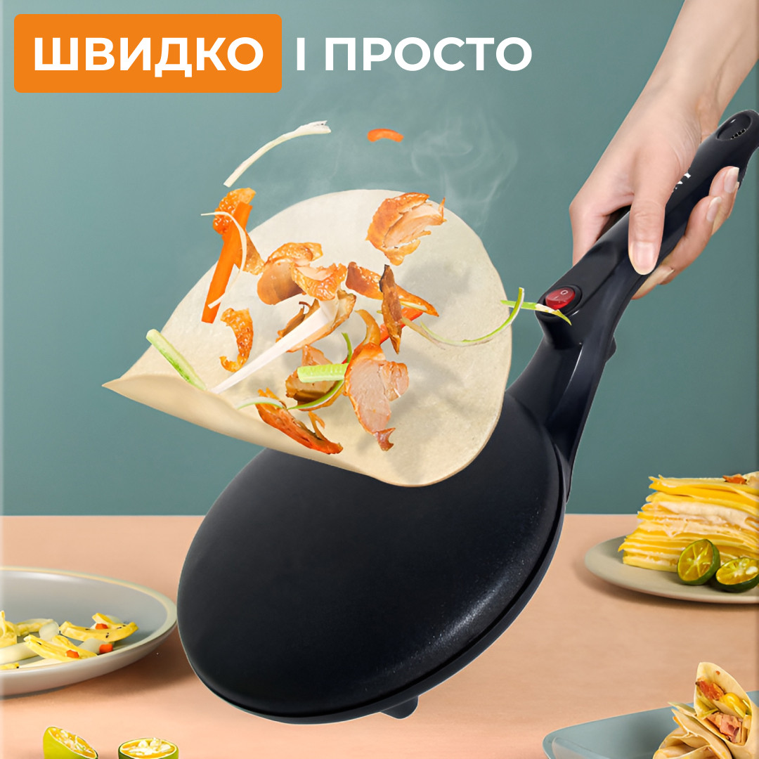 Сковорода для млинців електрична 20 см 650 Вт сковорода для млинців антипригарна Sokany SK-5208
