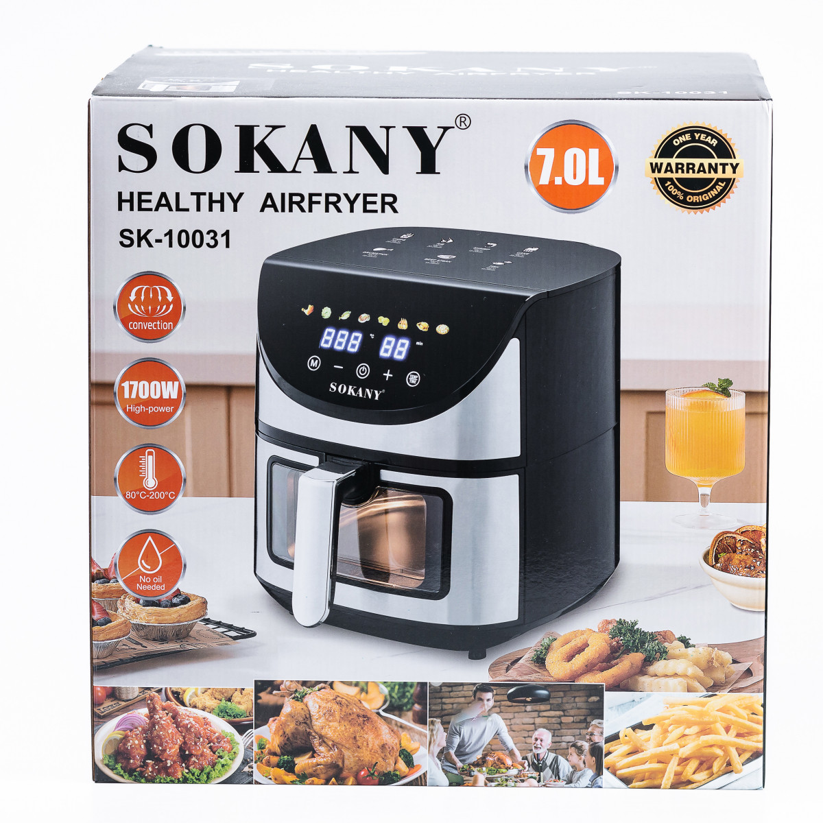 Аэрогриль-фритюрница SOKANY SK-10031| 7 л, 1700 Вт, регулировка температуры