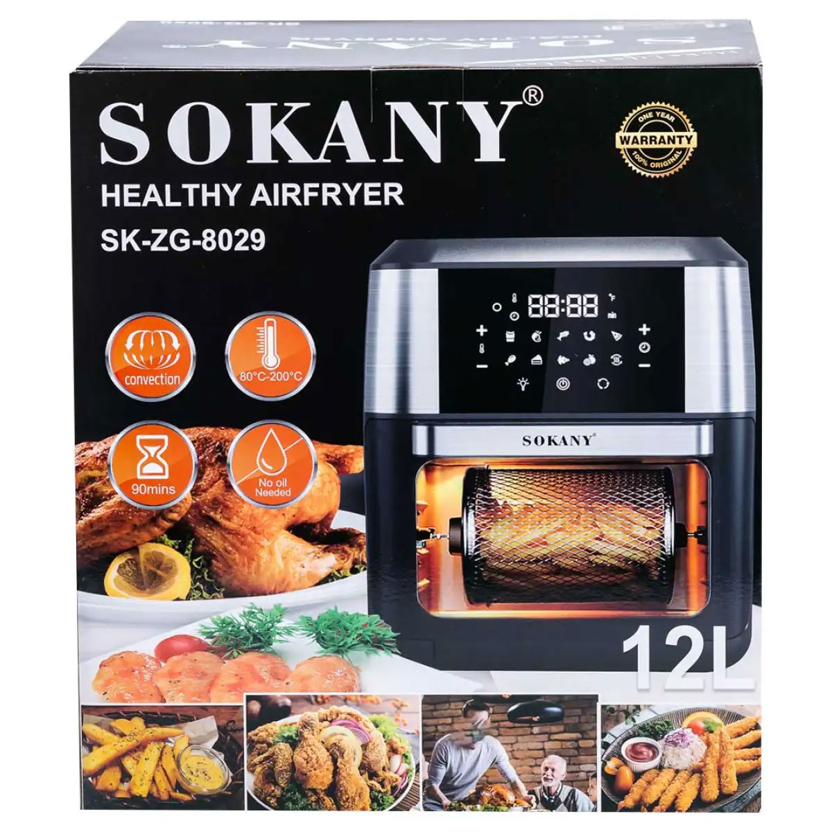 Мультипечь SOKANY SK-ZG-8029 | 12 л, 1800 Вт, температура до 200°C, таймер