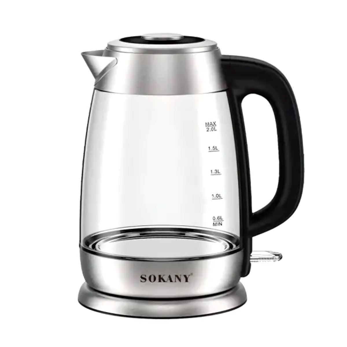 Електрочайник скляний з індикатором LED 2 л 2000 Вт Sokany