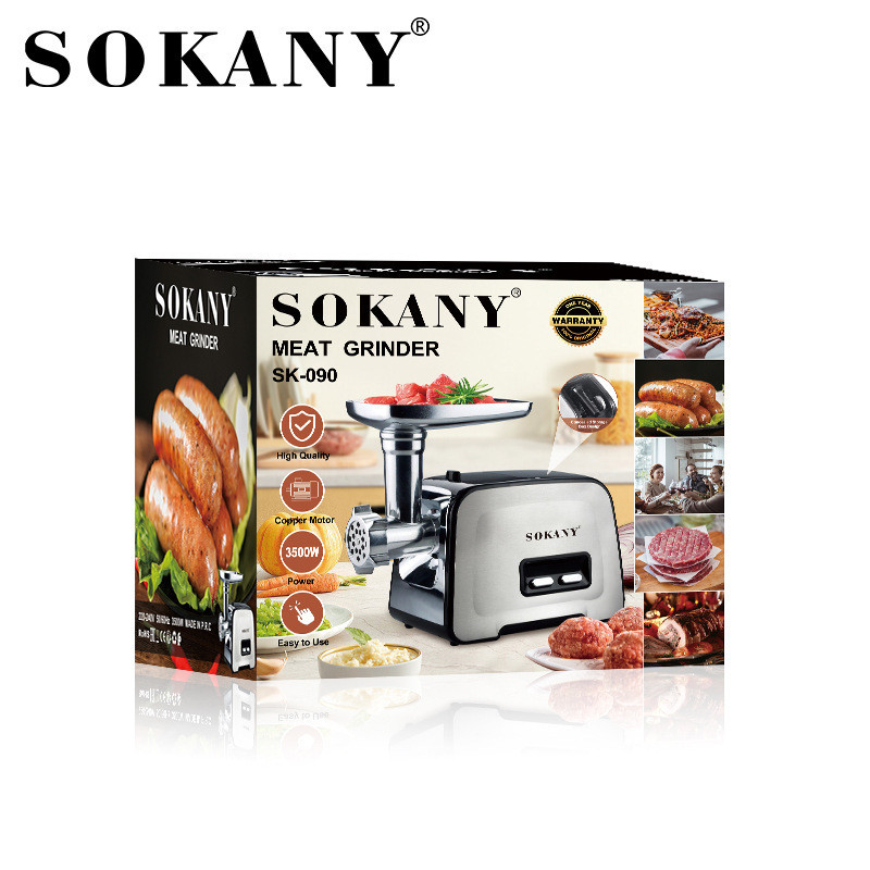 Электромясорубка для дома мощная Sokany профессиональная бытовая мясорубка 3500 Вт