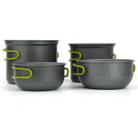 Производный набор посуды Cooking Set SY-201 из анодированного алюминия, 4 предмета, компактный для кемпинга