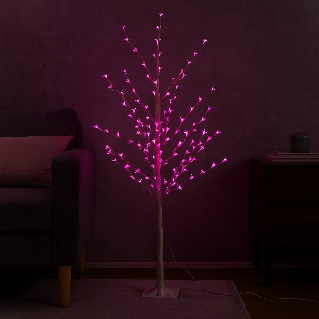 LED-дерево САКУРА декоративное 1.5 м, 144 LED, розовый свет, RGB, 8 режимов