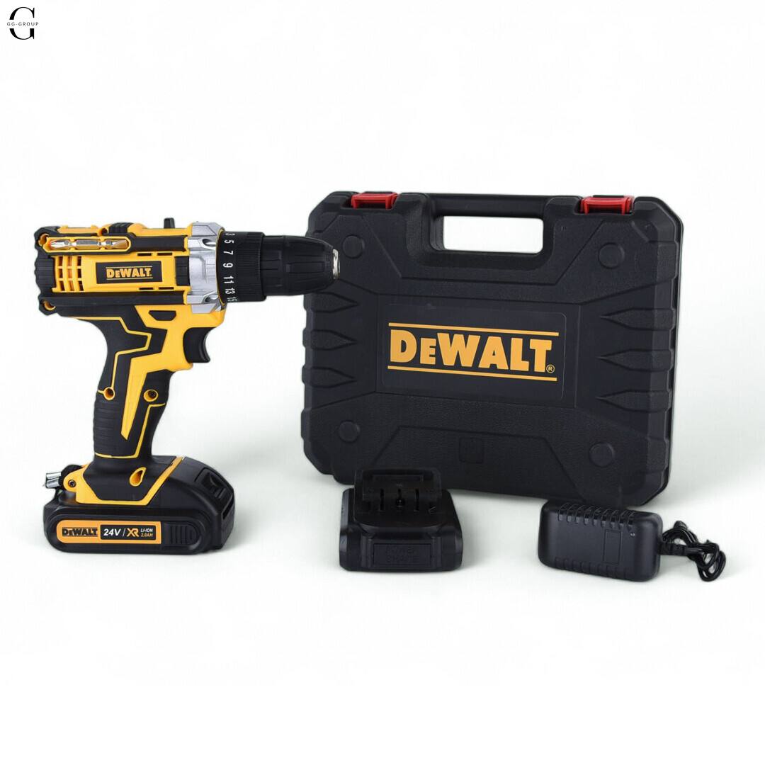 Шуруповерт аккумуляторный DeWalt 24V  в кейсе, 2 аккумулятора 5.0Ah