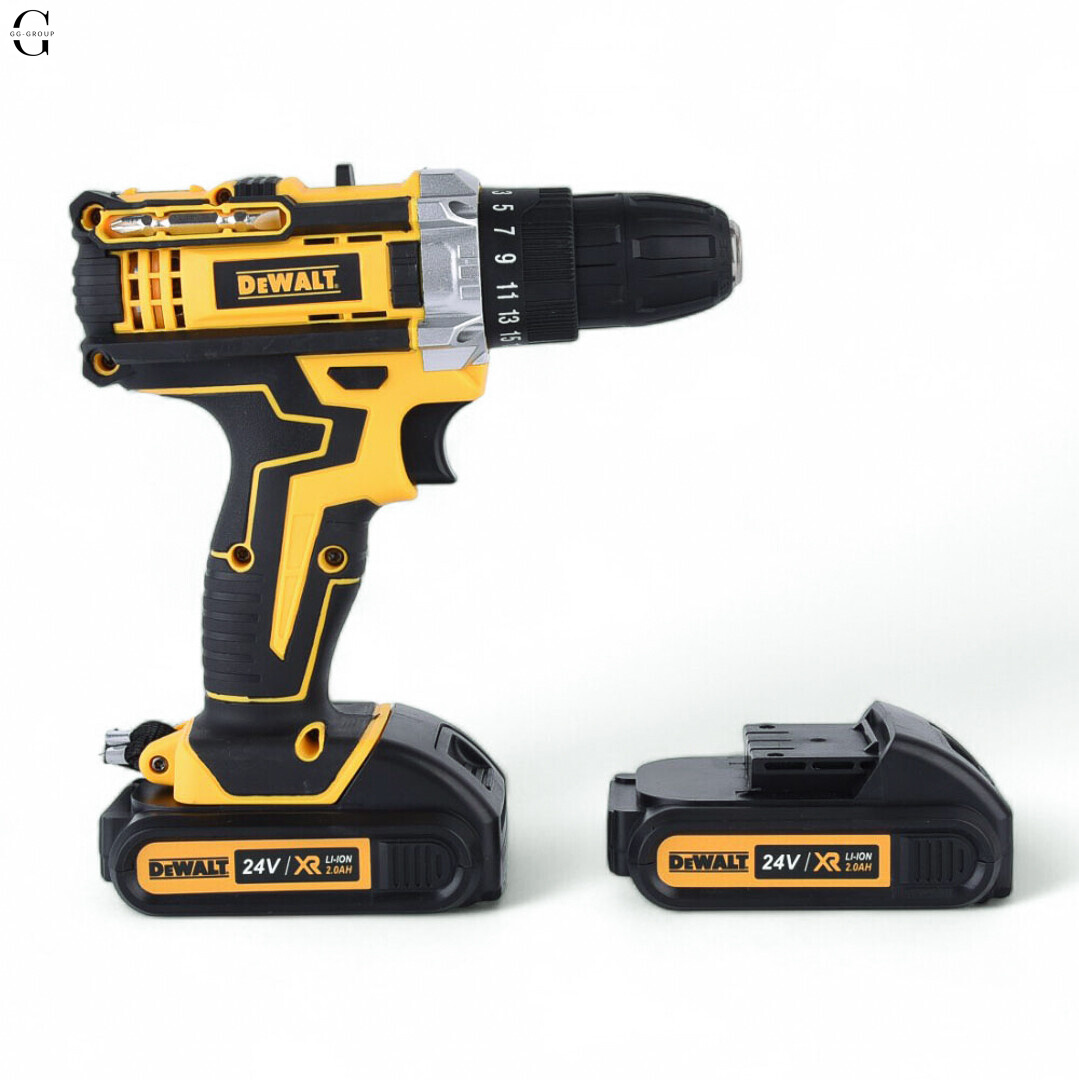Шуруповерт аккумуляторный DeWalt 24V  в кейсе, 2 аккумулятора 5.0Ah