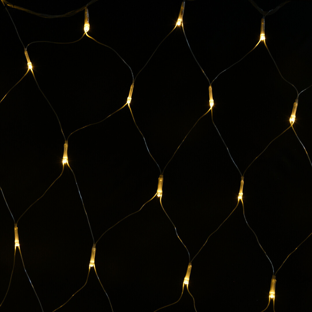 Светодиодная гирлянда-сетка 2×2 м (160 LED, теплый белый свет, белая проволока)